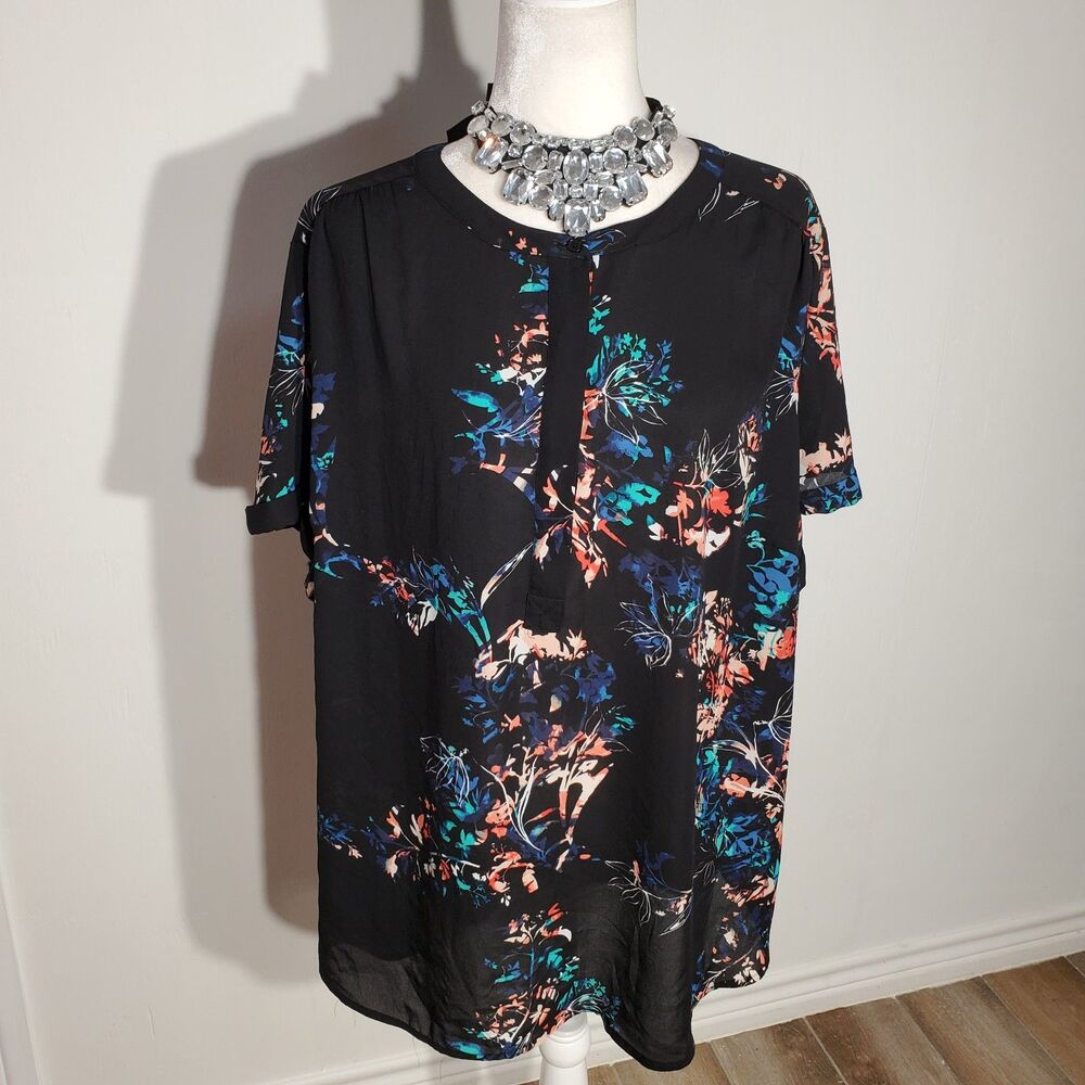 EVRI TUNIC BLACK SHORT SLEEVE POLYESTER SIZE 3X